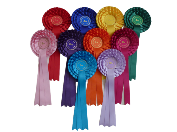 3 tier Personalised Rosette Set 1st to 10th